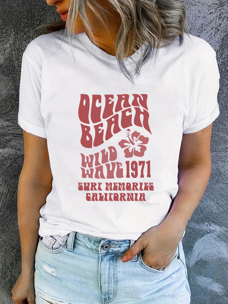 Summer Women'S Clothing Pattern Slogan Printing Crew Neck Short Sleeve Fashion Explosion T-Shirt - Image 2