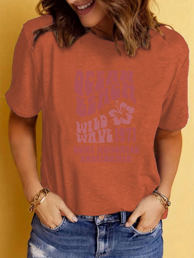 Summer Women'S Clothing Pattern Slogan Printing Crew Neck Short Sleeve Fashion Explosion T-Shirt - Image 1
