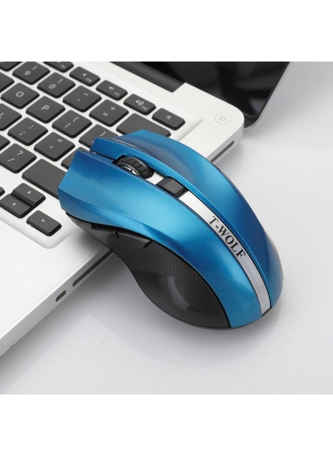 BURAQ T-WOLF Q5 2.4GHz 5-Buttons 2000 DPI Wireless Mouse Silent And Non-Light Gaming Office Mouse For Computer PC Laptop( Blue)  - Image 1