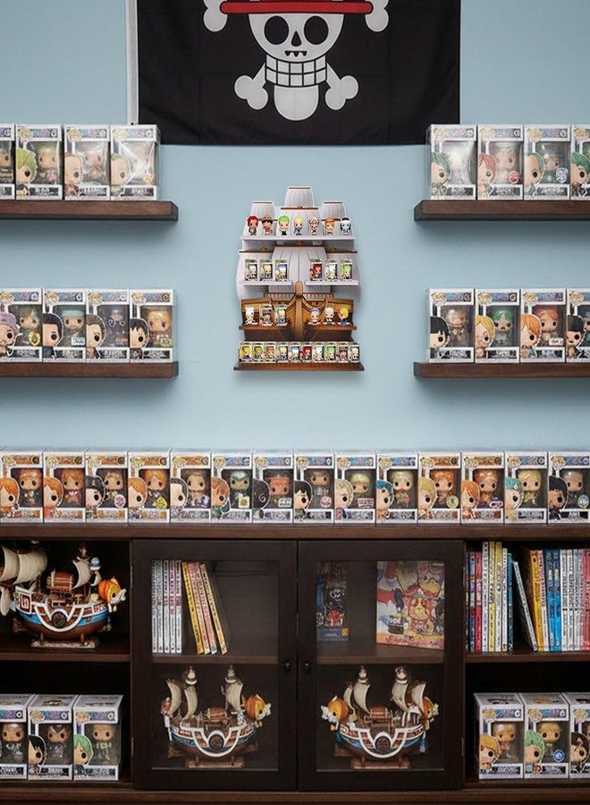 رف عرض سفينة القراصنة من AUFGELD لدمى Funko Bitty Pops من سلسلة One Piece - رف منظم Bitty Pop قابل للتثبيت على الحائط ورف سفينة قراصنة مزخرف - Image 2
