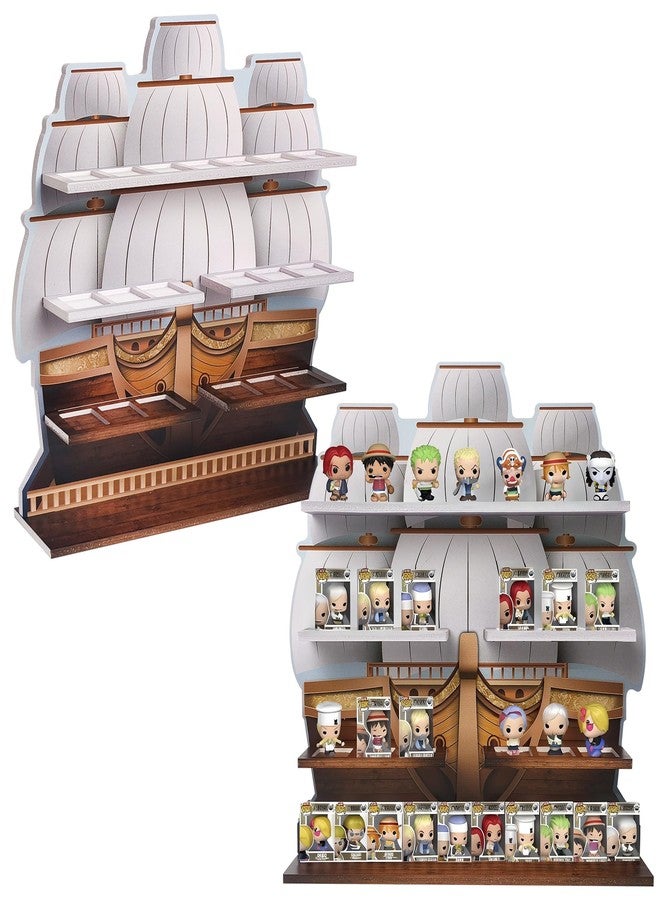 رف عرض سفينة القراصنة من AUFGELD لدمى Funko Bitty Pops من سلسلة One Piece - رف منظم Bitty Pop قابل للتثبيت على الحائط ورف سفينة قراصنة مزخرف - Image 1