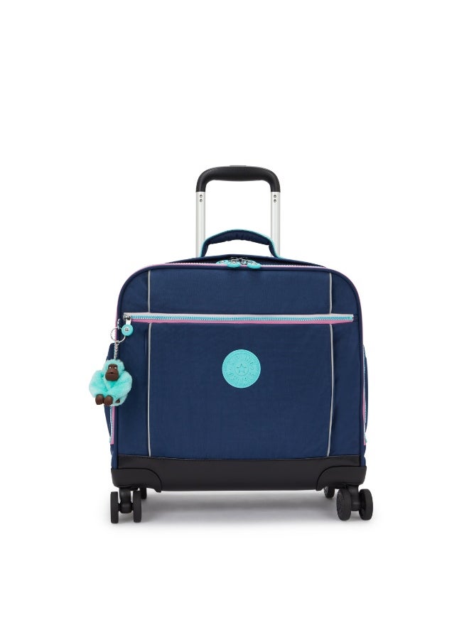 kipling New Storia Kids' 4-Wheeled School Trolley Bag with 13 inch Laptop Compartment, 2.25kg - Resort Navy  - Image 1