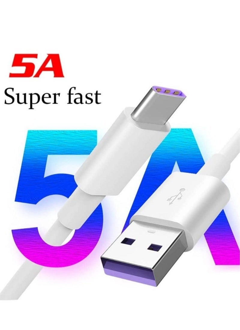كابل شاحن سريع USB Type-C بطول 1م – متوافق مع أوبو، هواوي، مي، ريدمي، فيفو، سامسونج، ريال مي (أبيض) - Image 2