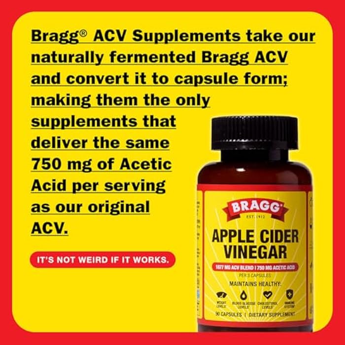 Bragg Apple Cider Vinegar Capsules with Vitamin D and Zinc - (3 Pack) 90 Capsules - Supports The Immune System - Image 2