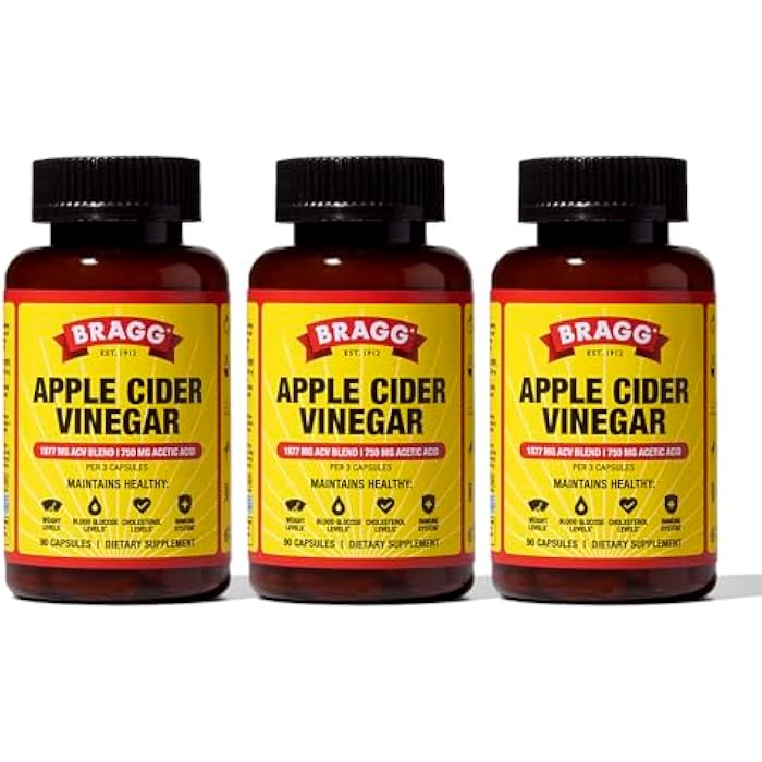 Bragg Apple Cider Vinegar Capsules with Vitamin D and Zinc - (3 Pack) 90 Capsules - Supports The Immune System - Image 1