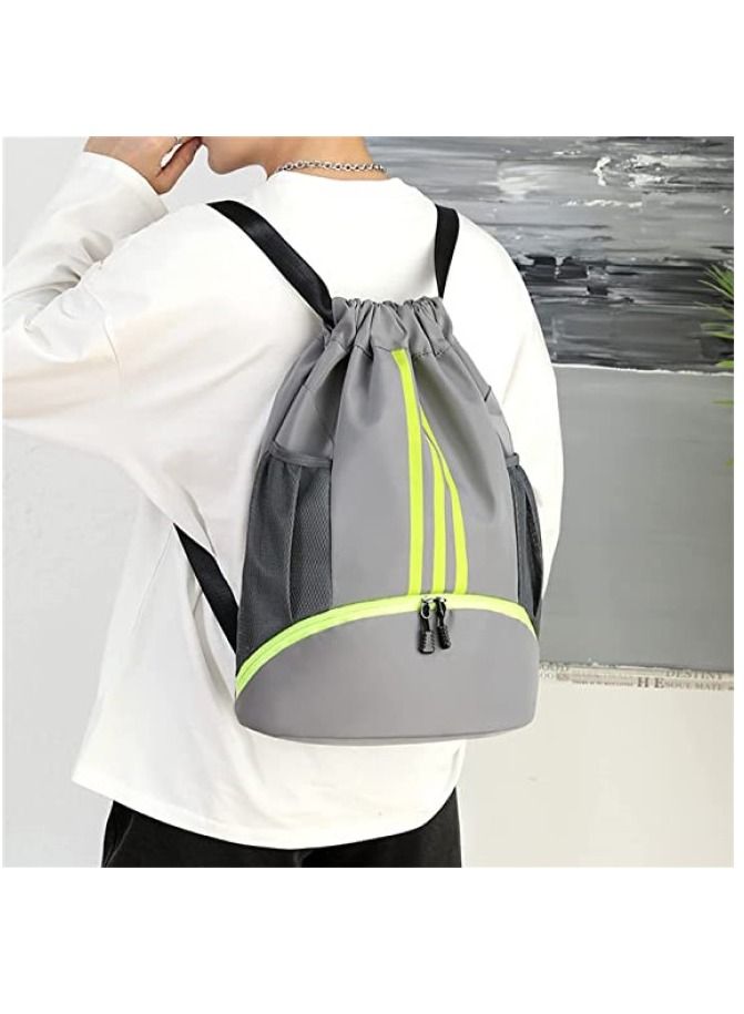 Y&D Drawstring Backpack Bag Gym Sack String Men Women Basketball Bundle Pocket Student School Football Storage Large Capacity Fitness - Image 3
