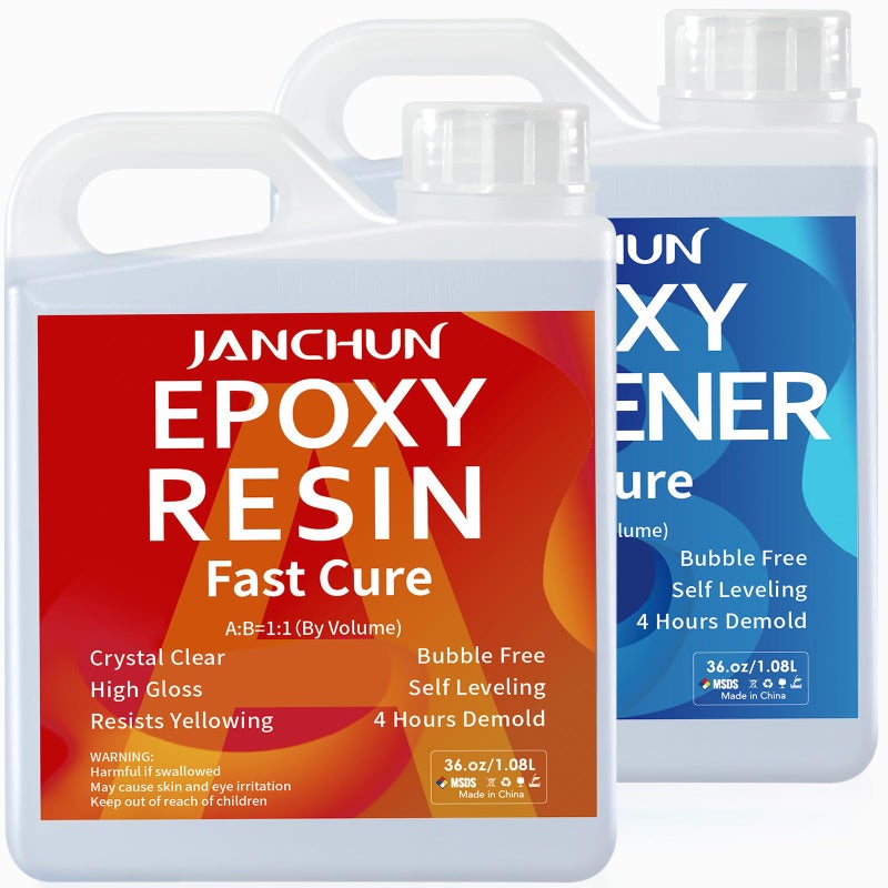 JANCHUN Crystal Clear Epoxy Resin Kit 72oz BubbleFree AntiYellowing Self Leveling Easy Mix 11 Coating and Casting Resin for Table Top Molds Tumbler Crafts Painting Jewelry DIY Gifts