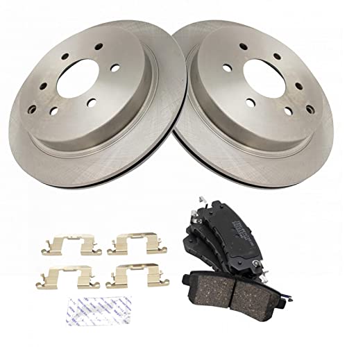 TRQ Rear Brake Pad & Rotor Kit Brake Pads Brake Rotor Ceramic Compatible with 2011-2013 INFINITI QX56 2014-2021 QX80 2017-2021 Nissan Armada - Image 1