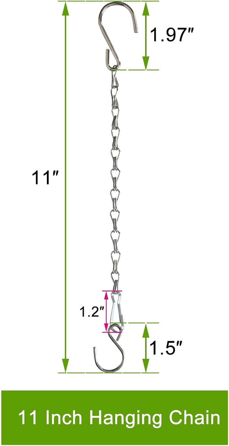 Sersberg 11 Inch Silver Hanging Chain, Small Hanging Basket Chain Kits with Hooks for Bird Feeder Hanging Plant Extender Porch Wind Chime - Image 2