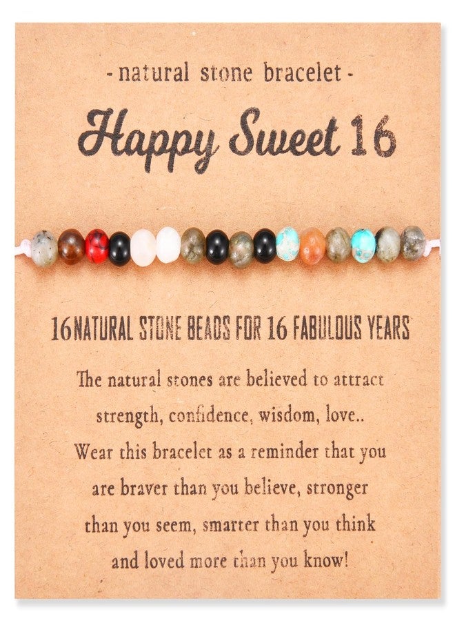 FIEEFX 16th Birthday Gifts for Girls, Sweet 16 Year Old Girls Birthday Gift Ideas, Natural Beads Stone Birthday Bracelet Gifts for 16 Year Old Girl, Happy 16th Birthday Card for Teen Teenage Girl - Image 1