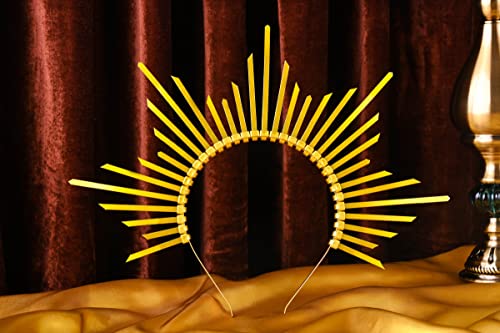 Zivyes Halo Crown Sunburst Spike Crown Headpiece Mary Headband Women's Halloween Costume - Image 5
