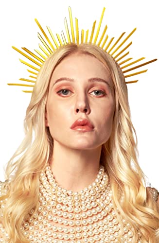 Zivyes Halo Crown Sunburst Spike Crown Headpiece Mary Headband Women's Halloween Costume - Image 1