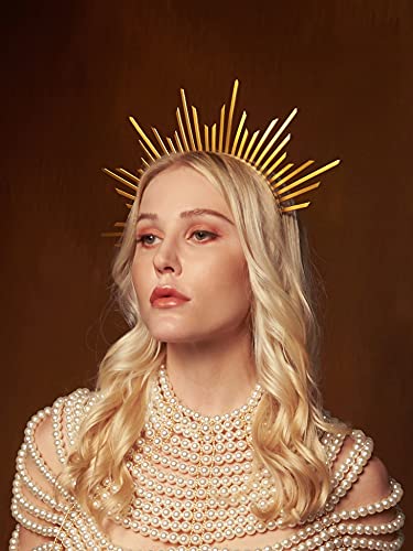 Zivyes Halo Crown Sunburst Spike Crown Headpiece Mary Headband Women's Halloween Costume - Image 3