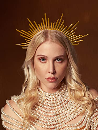 Zivyes Halo Crown Sunburst Spike Crown Headpiece Mary Headband Women's Halloween Costume - Image 2