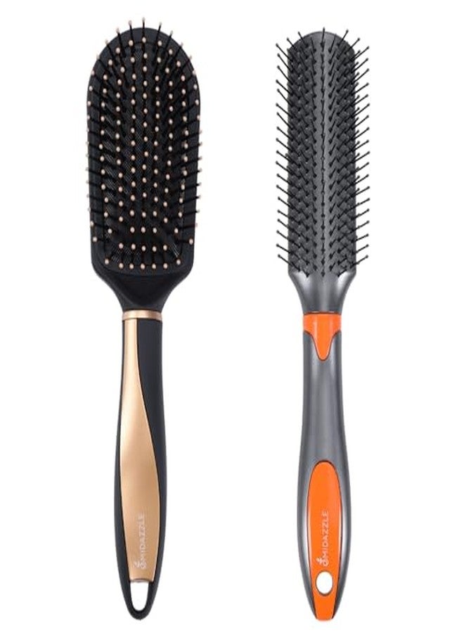 Omidazzle Midazzle Premium Hair Brush Set, Black & Gold and Grey & Orange, Pack of 2 - Image 1