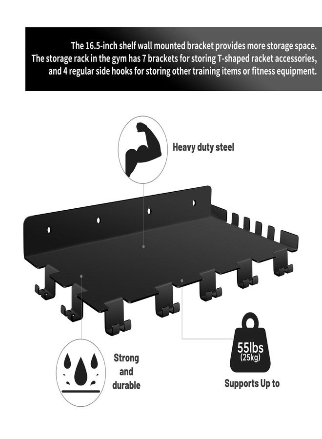 RIMLUFE 16.5 inch Floating Shelf Compatible with Tonal Accessories Organizer Gym Storage Rack Wall Shelves with Hooks, Equipment Storage Wall Decor for Home Gym T Lock Adapter Organizing - Image 4