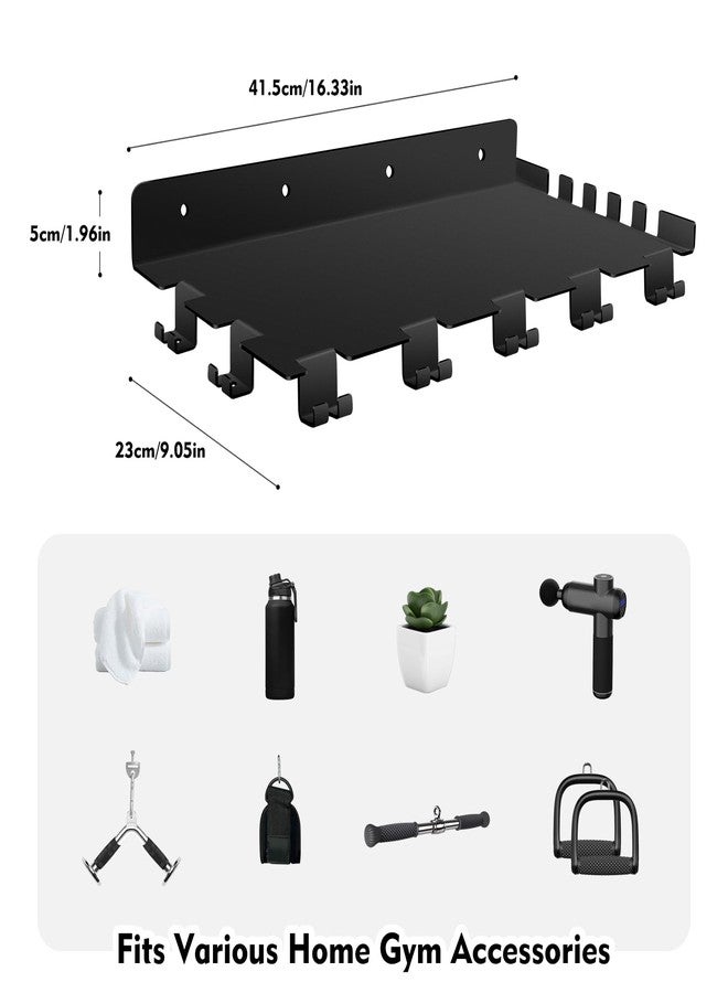 RIMLUFE 16.5 inch Floating Shelf Compatible with Tonal Accessories Organizer Gym Storage Rack Wall Shelves with Hooks, Equipment Storage Wall Decor for Home Gym T Lock Adapter Organizing - Image 3