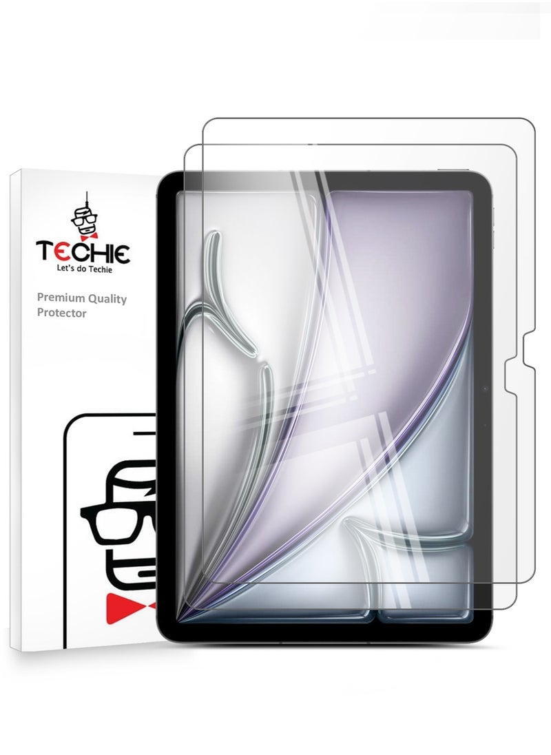 Techie - 2 Pack HD Tempered Glass Screen Protector for Apple iPad Air 11 Inch M2 (2024) - Anti Reflection Anti Bubbles 9H Hardness 0.33 mm Rounded Edges Easy Installation - Image 1