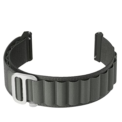 ACM Watch Strap Nylon Loop Compatible with Universal 20mm Size Replacement Strap Smartwatch Sports Hook Band Grey - Image 3