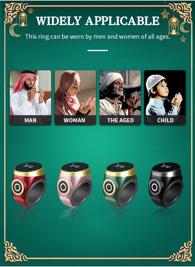 Beauenty - Accurate Tasbeeh Ring Automatic Counting, Muslim Smart Counter with Three Sizes Adjustment, Rechargeable Waterproof Electronic Counter, Perfect for Daily Prayers and Religious Ceremonies, Black - Image 1