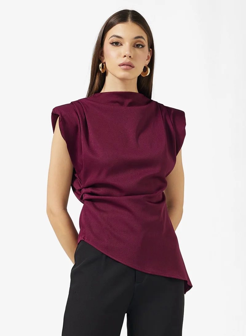 ELLA Ruched Top With Asymmetrical Hem