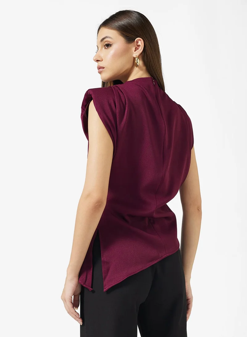 ELLA Ruched Top With Asymmetrical Hem