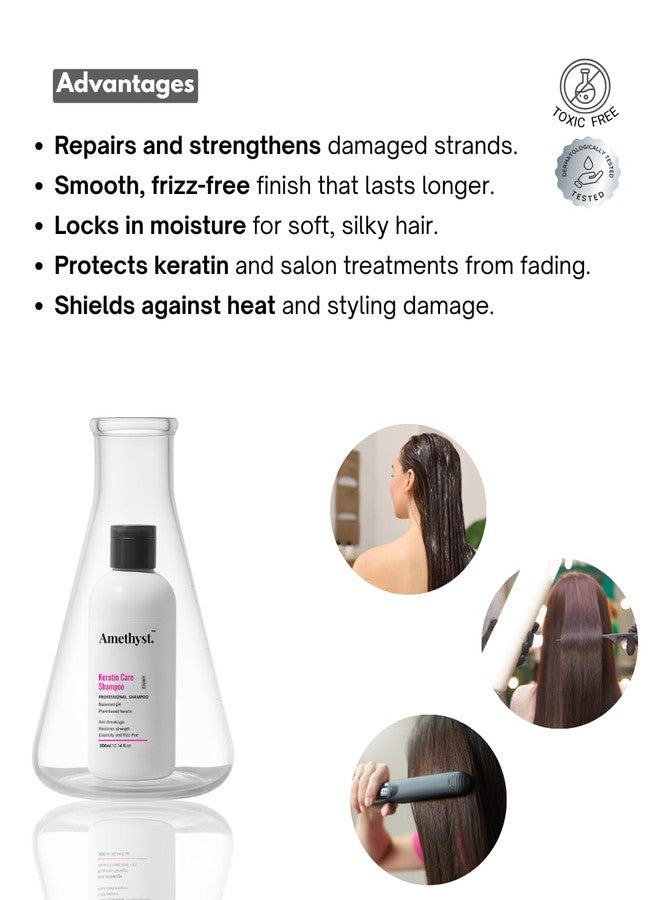 Amethyst Keratin Care Shampoo | Strengthens & Smooths Hair | Frizz Control & Healthy scalp | Sulphate & Paraben Free- Protein Formula for Women & Men- 300ml - Image 2