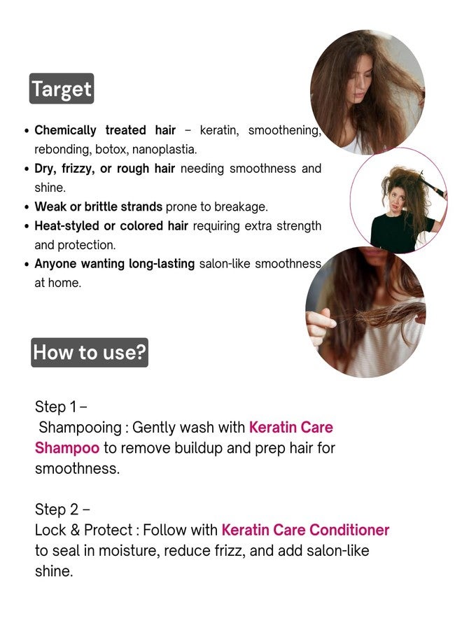 Amethyst Keratin Care Shampoo | Strengthens & Smooths Hair | Frizz Control & Healthy scalp | Sulphate & Paraben Free- Protein Formula for Women & Men- 300ml - Image 3