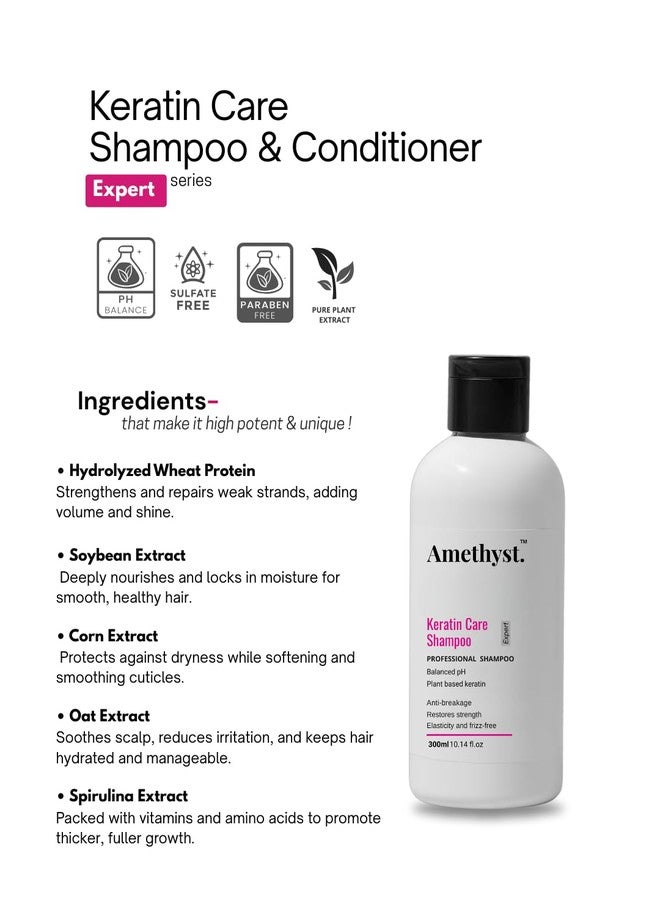 Amethyst Keratin Care Shampoo | Strengthens & Smooths Hair | Frizz Control & Healthy scalp | Sulphate & Paraben Free- Protein Formula for Women & Men- 300ml - Image 5