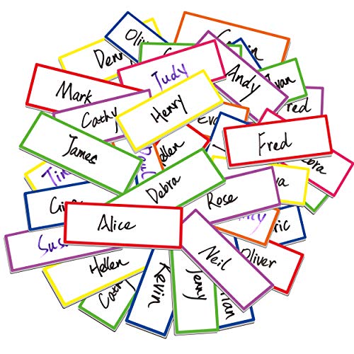 SpriteGru 42 PCs Thickened Magnetic Dry Erase Reusable Name Tag Label Plate Neon Sticker in 7 Colors for Whiteboards Locker Fridge School Office Home (3.2" x 1.2" Each) - Image 4