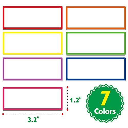 SpriteGru 42 PCs Thickened Magnetic Dry Erase Reusable Name Tag Label Plate Neon Sticker in 7 Colors for Whiteboards Locker Fridge School Office Home (3.2" x 1.2" Each) - Image 2