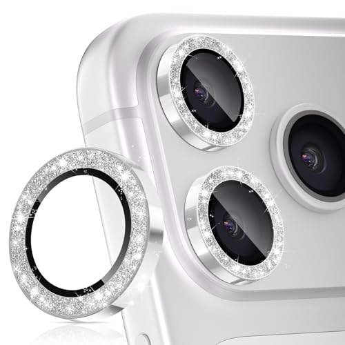 imluckies Camera Lens Protector for iPhone 17 Pro/iPhone 17 Pro Max, AR+AF Tempered Glass & 9H Hardness Shatterproof, HD Clear Metal Sparkle Lens Cover with Installation Tray 2025, Bling Sliver - Image 1