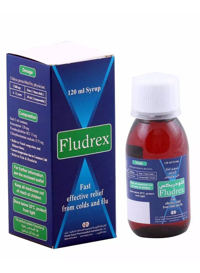 FLUDREX Fast Effective Relief From Cold And Flu Syrup 120Ml - Image 1