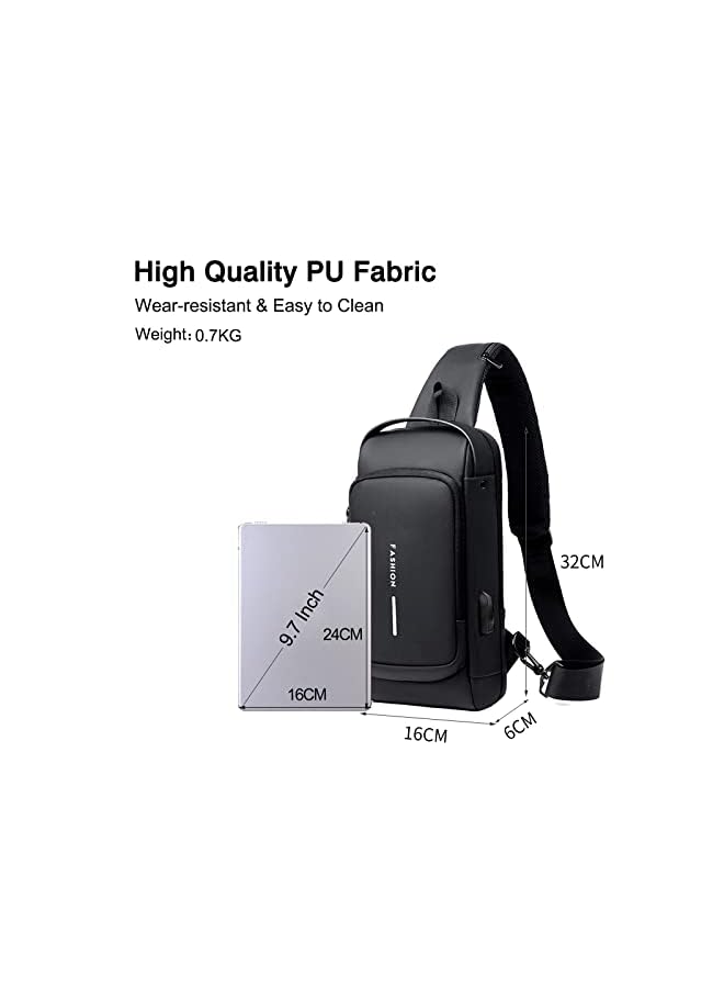 FANDARE Anti-theft Sling Bag Business Men Bag Chest Crossbody bags with USB Charging Port Waterproof Small Backpack for Outdoor Work Hiking Running Sport Travel Bag - Image 3