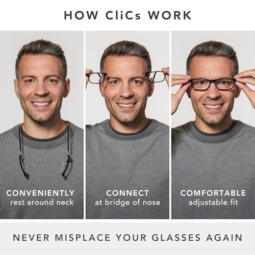 Clic Magnetic Reading Glasses Adjustable Neck Hanging Readers Secure Fit with Soft Headband Nashi SXL Clear 175 - Image 3