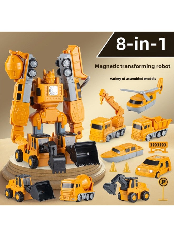 Children's Magnetic Splicing Toy Car Boy Magnetic Block Assembly Engineering Vehicle Deformation Robot 3 A 6 Years Old-Color:16-piece Set * Engineering Series * Storage Box - Image 2