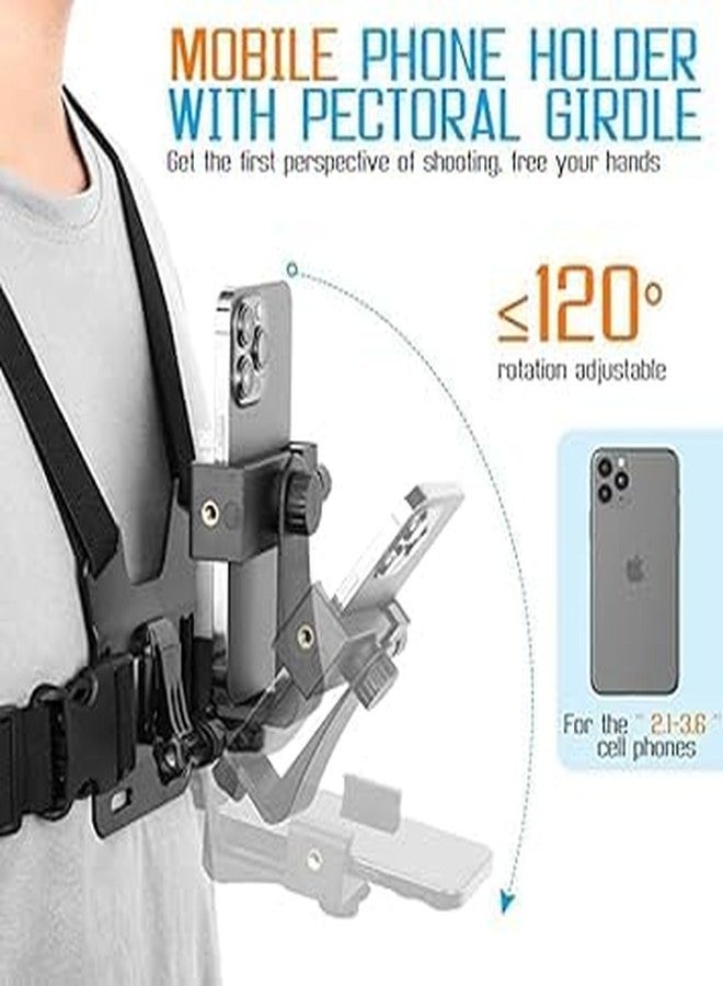 SUPERNIC Universal Phone Chest Mount Harness, Adjustable Smartphone Holder, Black - Image 3