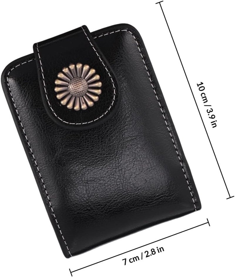 Ciieeo Pu Lipstick Carrying Pouch with Mirror Small Lipsticks Case Portable Lip Gloss Organizer Travel Makeup Bag for Women Black - Image 2