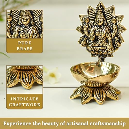 Behoma 100% Pure Brass Lakshmi Ganesh Diya for Puja | Laxmi Ganesh Samridhi Deepak for Pooja Room, Tample, Mandir, Office, Deep for Home Decoration - Image 5