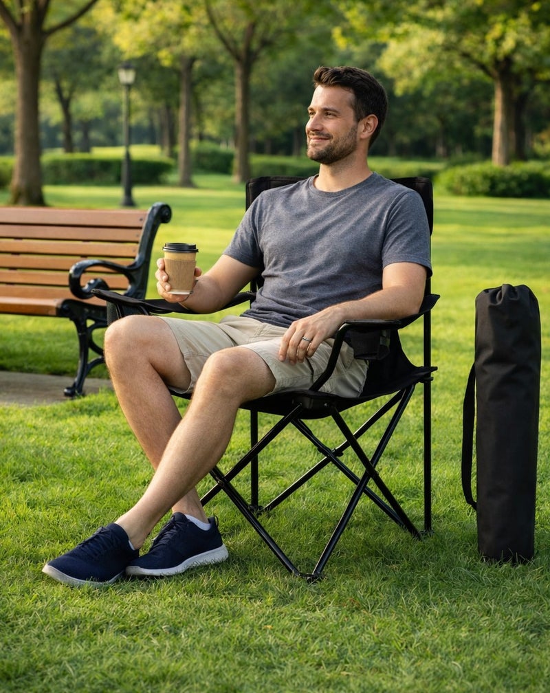 VENDIX Portable Folding Camping Chair Heavy Duty Outdoor Chair with Cup Holder - Image 2