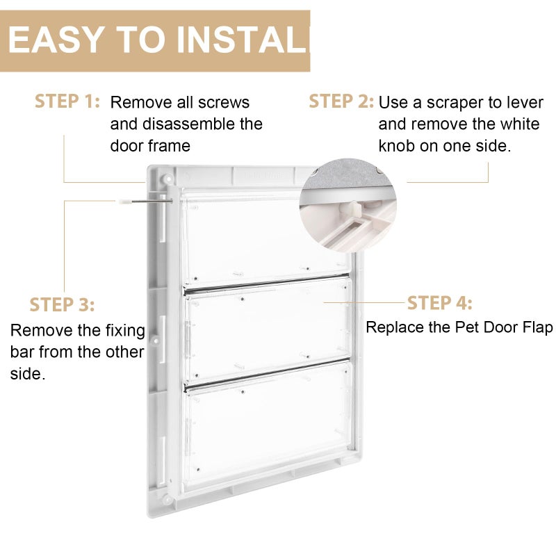 AirVows 3-Panel Airseal Pet Door Replacement Flap,4 Durable Spare Rubber Strips,Compatible with Ideal Pet Product 10.25"x15.75" Extra Large Pet Door,Easy Installation - Image 5