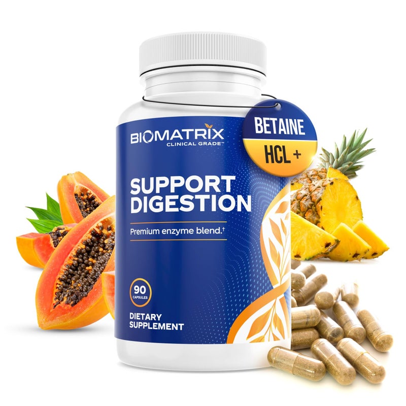 BioMatrix Digestive Enzymes Supplement (90 Capsules) Support Digestion - with Purified Bile, Pancreatin, Plant Enzymes, Ox Bile, Betaine HCL, Support Digestion of Fats Carbohydrates and Proteins - Image 1