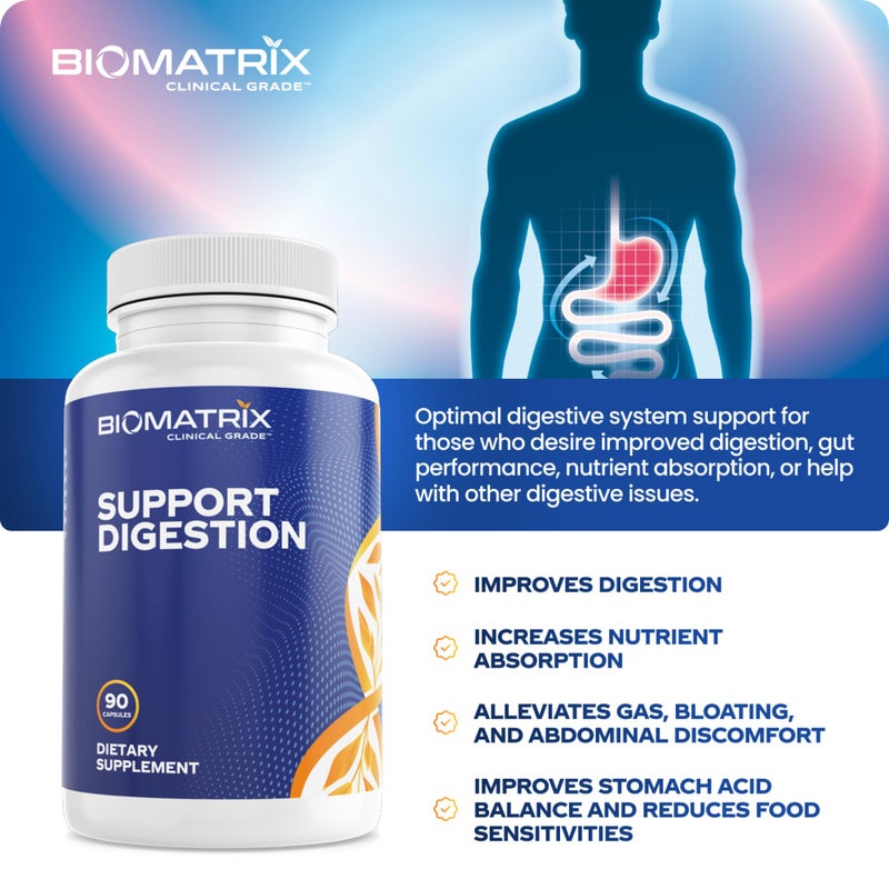 BioMatrix Digestive Enzymes Supplement (90 Capsules) Support Digestion - with Purified Bile, Pancreatin, Plant Enzymes, Ox Bile, Betaine HCL, Support Digestion of Fats Carbohydrates and Proteins - Image 4