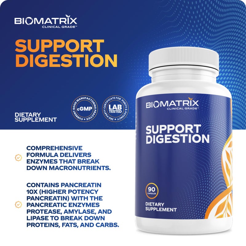 BioMatrix Digestive Enzymes Supplement (90 Capsules) Support Digestion - with Purified Bile, Pancreatin, Plant Enzymes, Ox Bile, Betaine HCL, Support Digestion of Fats Carbohydrates and Proteins - Image 3