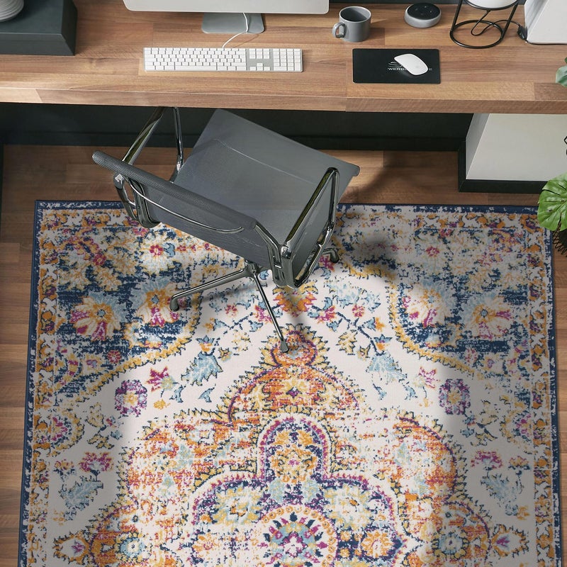 Rugshop Vintage Distressed Bohemian Area Rug for Livingroom,Bedroom,Dining Room â€“ Vibrant Multi-Color Tribal Design, 3'3" x 5' - Image 1