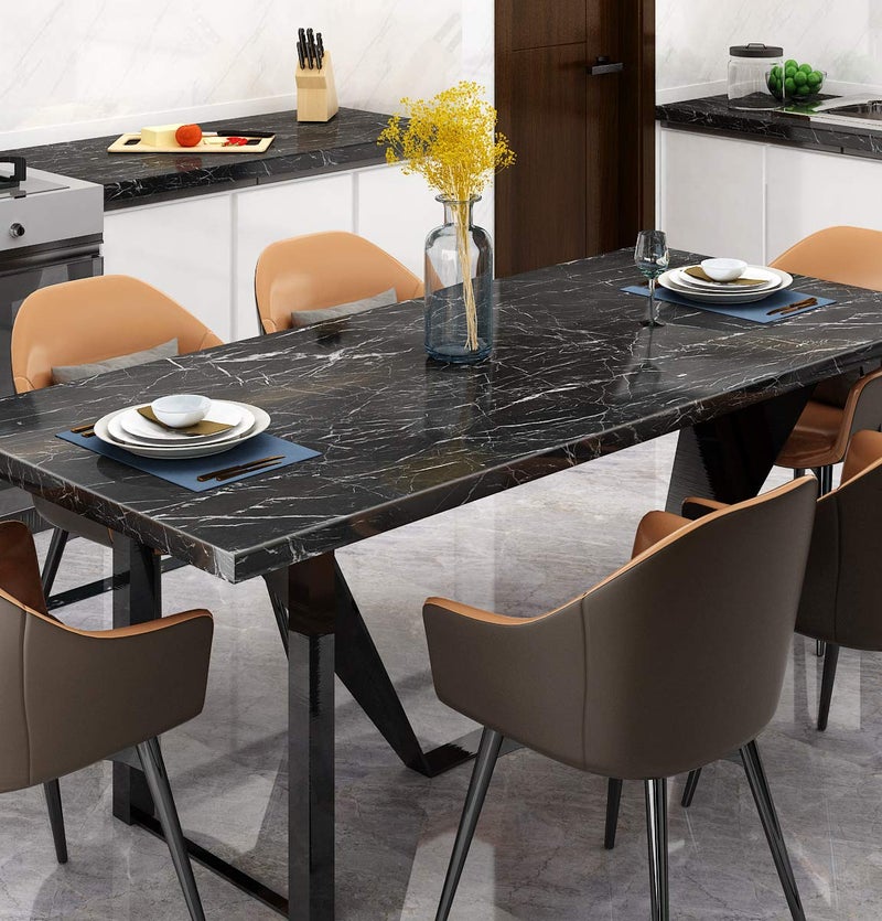 LaCheery Faux Marble Contact Paper Decorative Peel and Stick Wallpaper for Cabinets Shelf Liner Furniture Black Marble Paper Self Adhesive Film Sticker Removable Locker Wallpaper Classroom 15.8x79in - Image 2