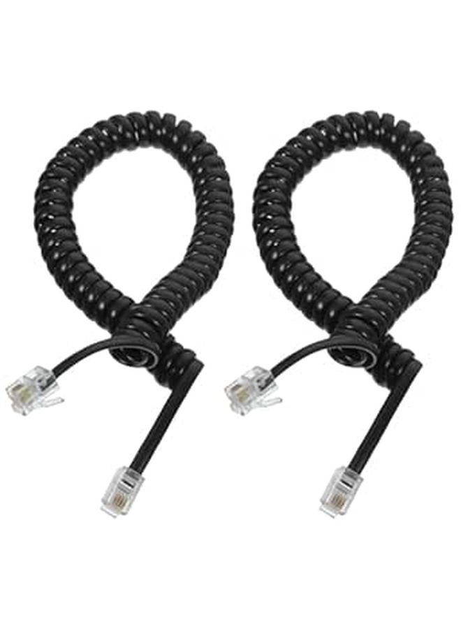 2 Pack Coiled Telephone Receiver Cords Landline Phone Cable with Clear Sound Quality - Image 1