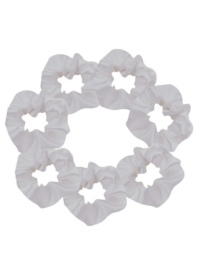 KOOMAGIC - 7 Pcs Satin Sleep Hair Scrunchies Pillow Hair Ties Silky School Elastic Hair Bobbles Soft Wrist Scrunchies Ponytail Holders Curly Hair Accessories For Women Girls (White) - Image 1