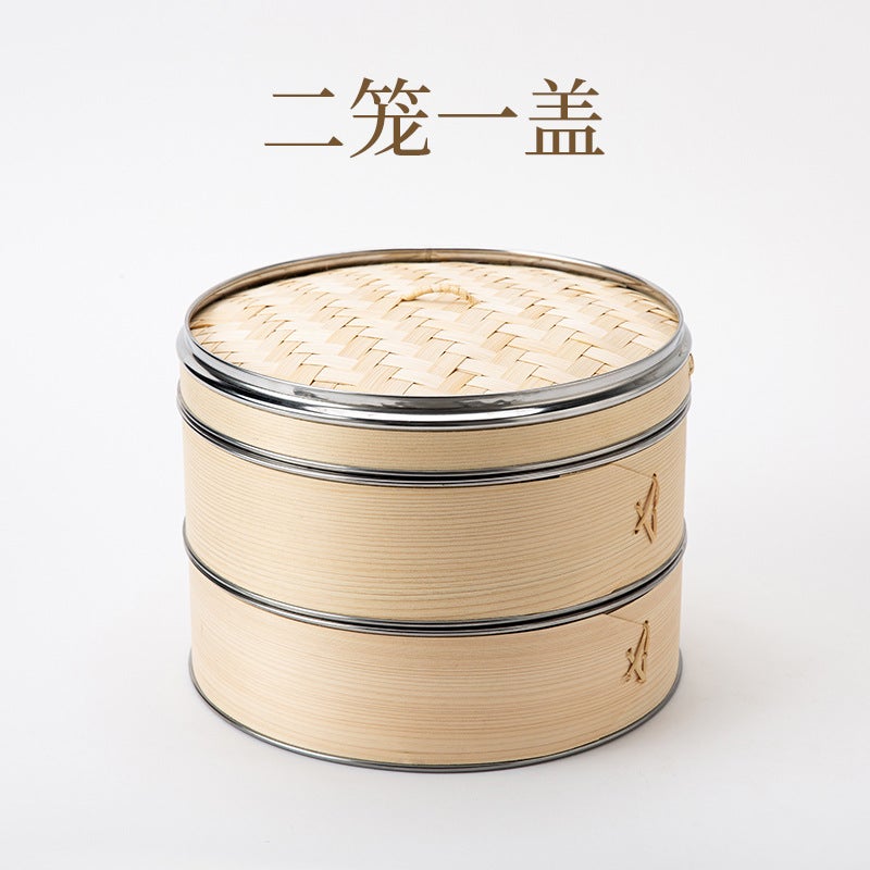 Stainless Steel Edge Steamer Commercial Household Steamed Xiaolongbao Bamboo And Wood Steamer Steamed Dumpling Steamed Bamboo And Wood Cage - Image 1