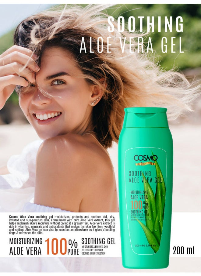 COSMO - Soothing Moisturizing 100% Aloe Vera Gel For Unisex, 200ML - Image 1